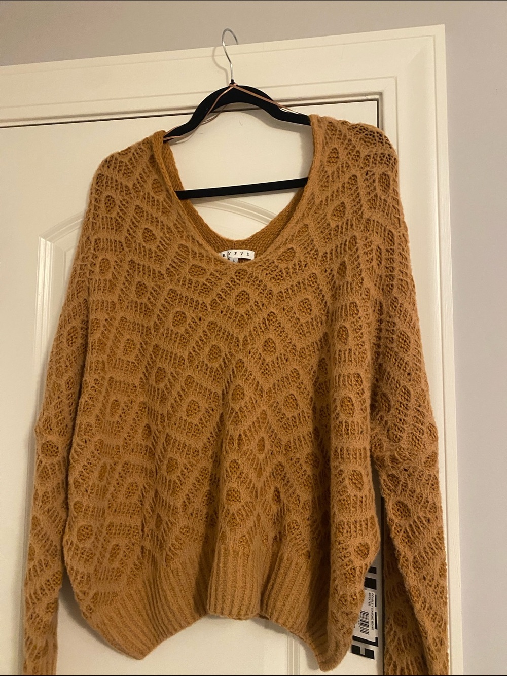 HYFVE Open-Knit V-Neck Sweater - spice